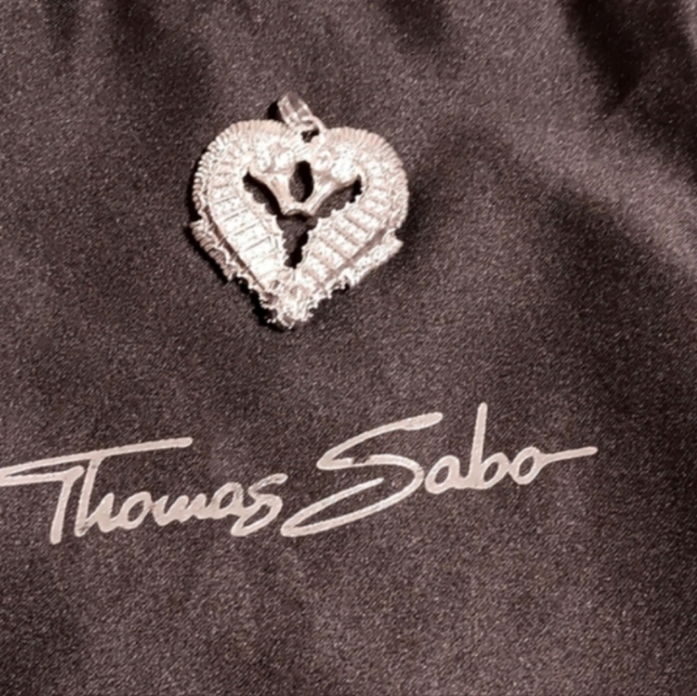 Rare Huge Thomas Sabo Sterling Silver Heart Seahorse Pendant Zirconia